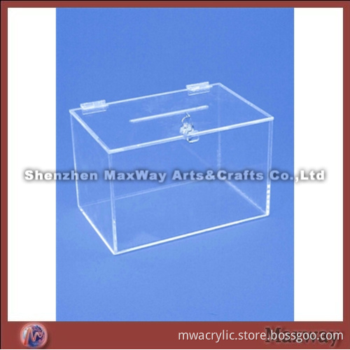 Clear Cubical Medium Acrylic Fundraiser Donation Box